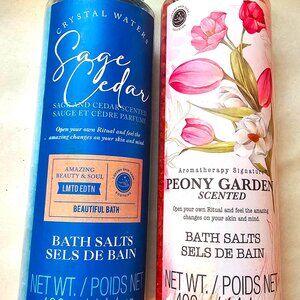 Crystal Waters Bath Salts 2 PK Peony Garden & Sage Cedar Aromatherapy, Spa
